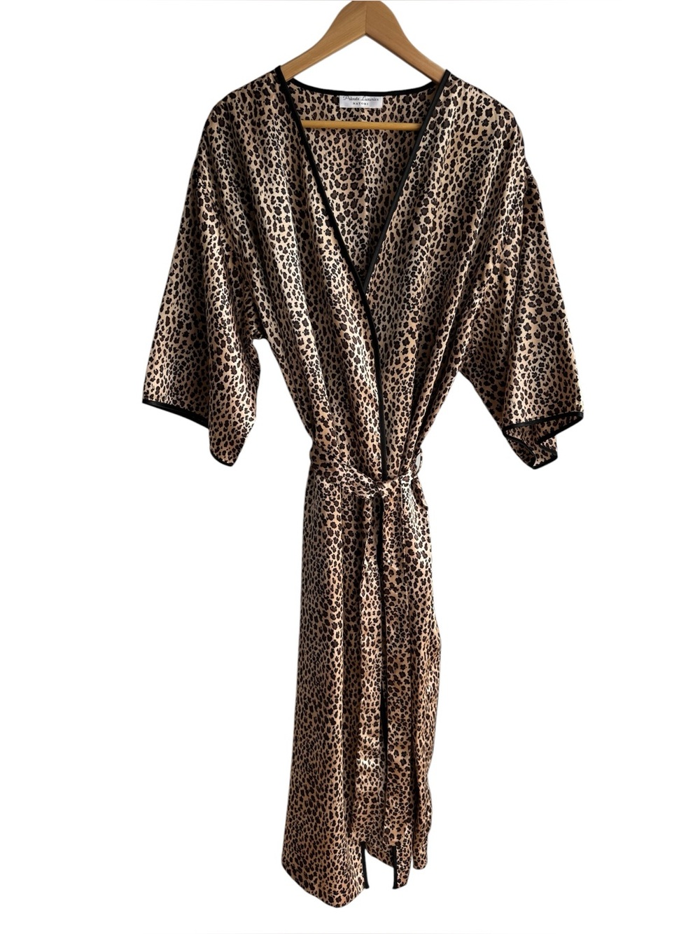 Natori Private Luxuries Cheetah Print Robe 1X Long Satin Sexy Boudoir Mobwife